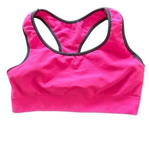 CHAMPION XL Enthusiast Sports Bra HOT Pink Black Trim Racerback Seamless Top